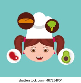 little chef kids menu vector illustration design