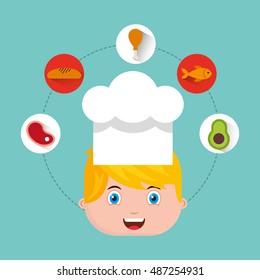 little chef kids menu vector illustration design