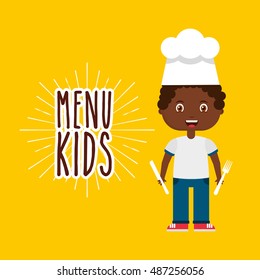 little chef kids menu vector illustration design