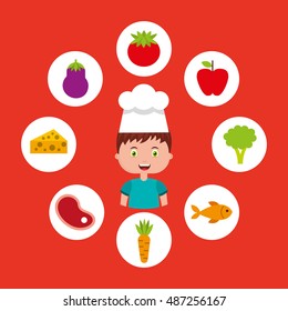 little chef kids menu vector illustration design