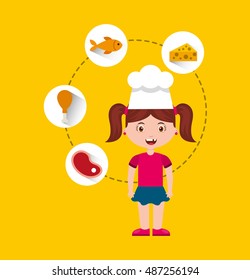 little chef kids menu vector illustration design