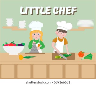 Little Chef Poster Children Cook Vector Stock Vector (Royalty Free ...