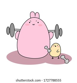Little chick and big bunny exercise