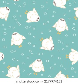 Little chick delicate seamless pattern. Children's print for nursery and children's room in cartoon style. Suitable for fabrics, wrapping paper, wallpaper and textiles.