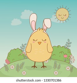little chick with ears rabbit easter character