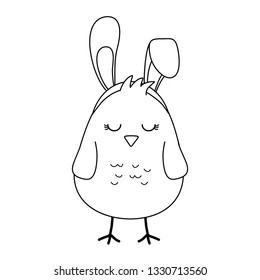 little chick with ears rabbit easter character