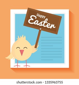 little chick easter with wooden label character