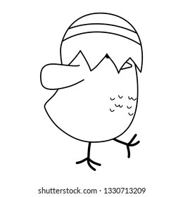 little chick with egg broken easter character