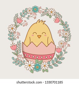 little chick with floral crown easter character