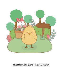 little chick in the garden easter character