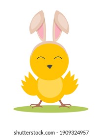 Little chick isolated on white background. Spring easter yellow animal.