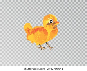 Little chick on a transparent background. Vector illustration of a chicken chick.