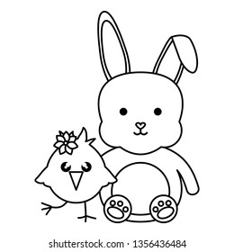 little chick and rabbit easter characters