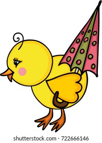 Little chick with umbrella