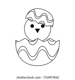 Little chicken in egg icon vector illustration graphic design