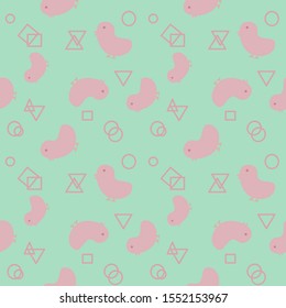 Little chicken and geometry background 