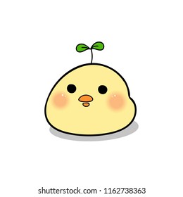 The little chicken with a leaf