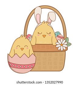little chicks in basket easter characters