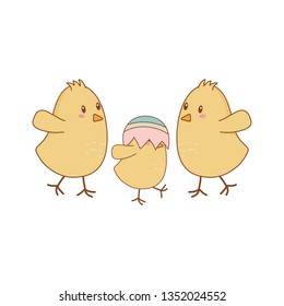little chicks with broken eggs easter characters