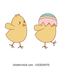 little chicks with broken eggs easter characters