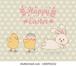 little chicks with rabbit easter characters