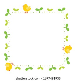 Little chicks and sprouts decorative frame background