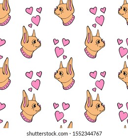 Little chihuahua dog pattern vector illustration. Seamless background.