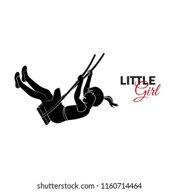 Little child, baby. Little girl is riding on a swing