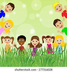 little child and background for design, vector illustration