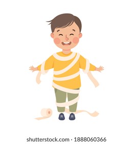 Little Child with Bad and Naughty Behavior Vector Illustration