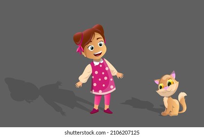 little child with a cat