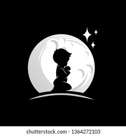little child make wishes logo design illustration