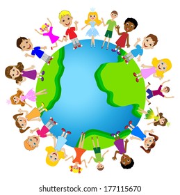 Little Child On Planet Earth Vector Stock Vector (Royalty Free ...