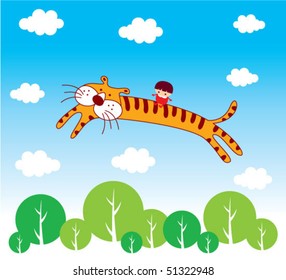 little child on a tiger spirit