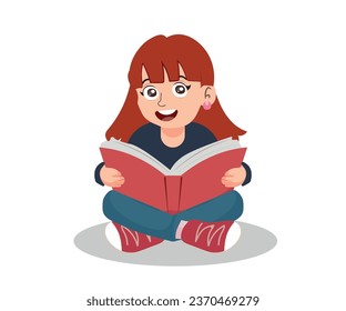 un niño pequeño leyendo un libro, educación en la primera infancia. Ilustración vectorial.