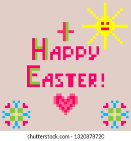 Little childish linen napkin with embroidery for Easter with sun and heart