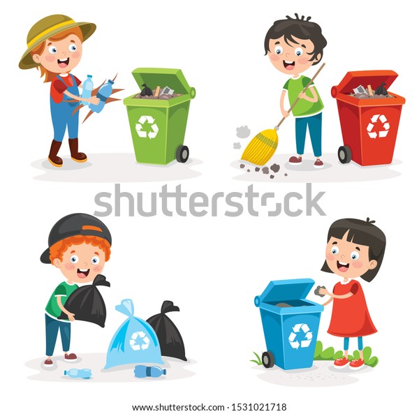 Little Children\
Cleaning And Recycling\
Garbage