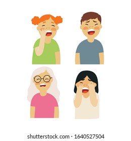 Little children cry. Vector flat illustration of children's emotions and bullying at school