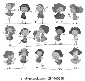 Little children doing different kind of actions