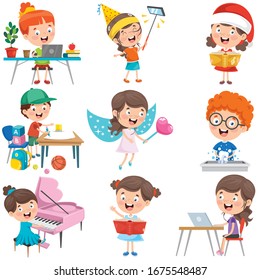 Little Children Doing Various Activities