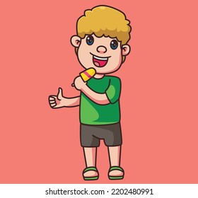 little children eating ice cream cartoon