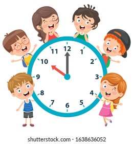 Little Children Holding A Clock