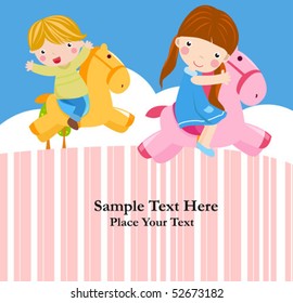 little children on and horse