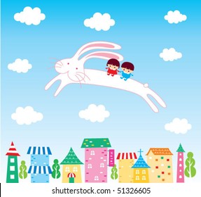 little children on a spirit of bunny