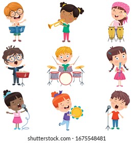 Little Children Playing Various Instruments