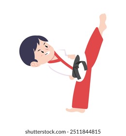 Little Children Practicing Karate Moves in Vector Illustrations