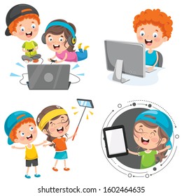 Little Children Using Technology Devices