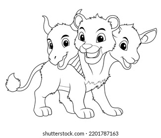 Little Chimera Cartoon Illustration BW