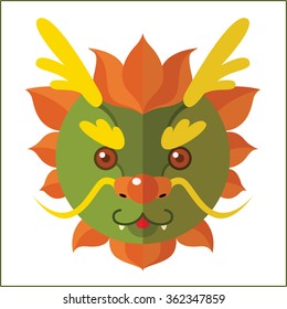 little chinese dragon face cartoon vector
