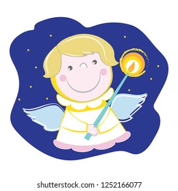 Little Christmas Angel Candle Cartoon Character Stock Vector (Royalty ...